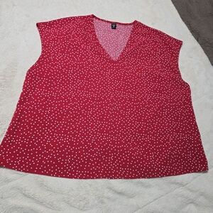 SheinCurve Plus Polka Dot Blouse, holiday red polka-dot, 3X